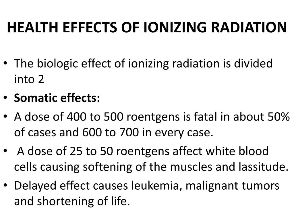 health effects of ionizing radiation