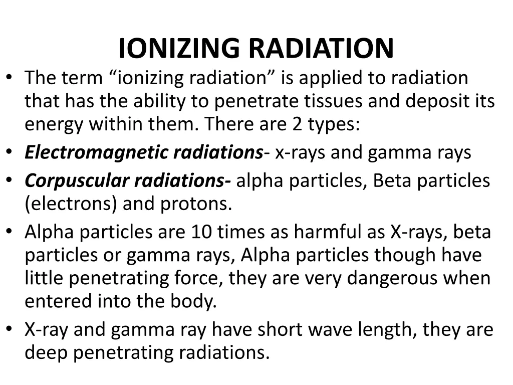 ionizing radiation the term ionizing radiation