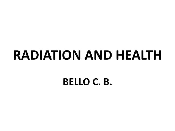 radiation and health