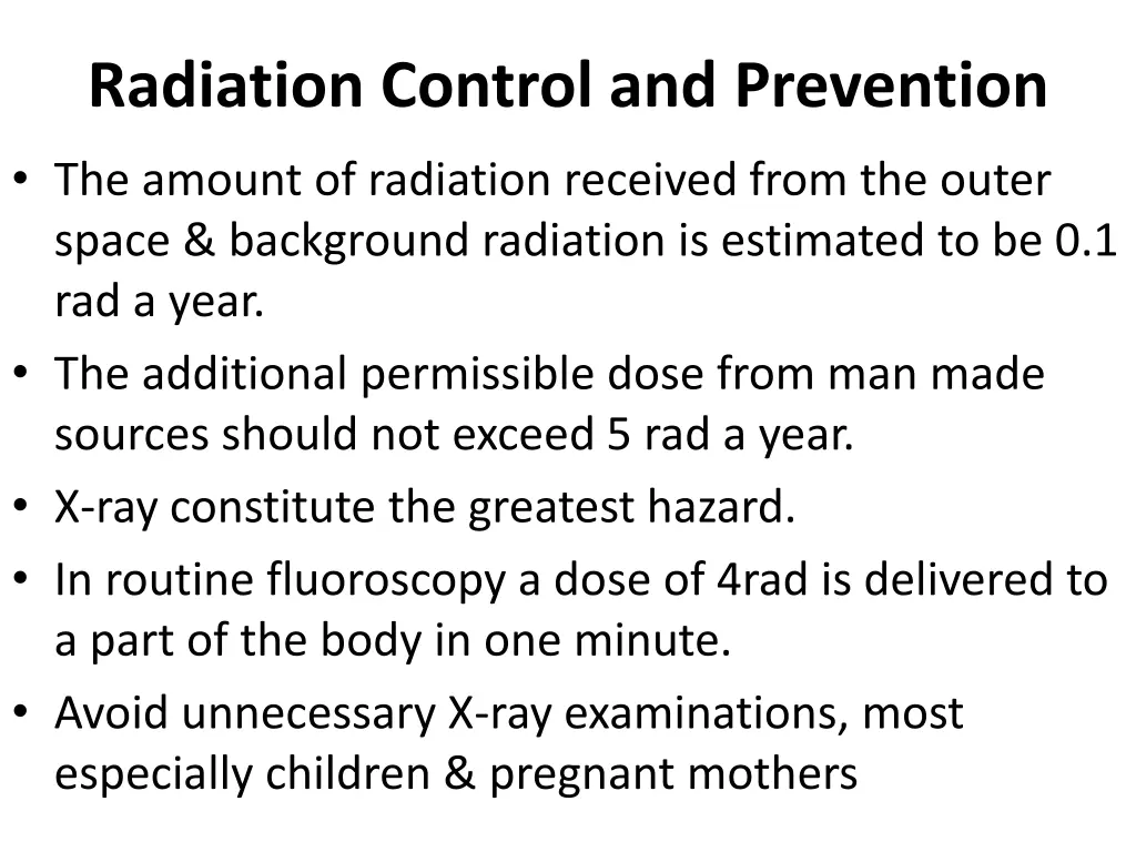 radiation control and prevention