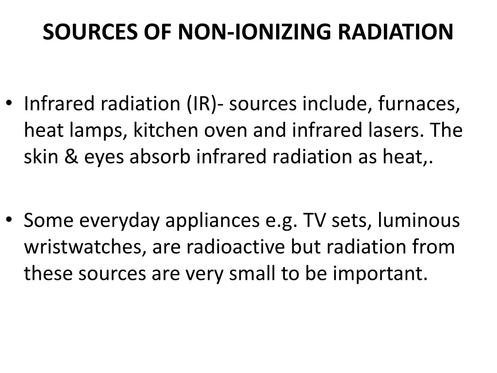 sources of non ionizing radiation 2