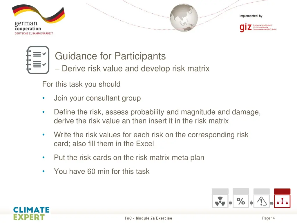 guidance for participants derive risk value