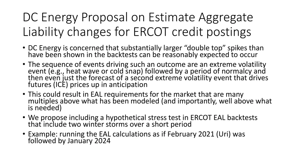 dc energy proposal on estimate aggregate