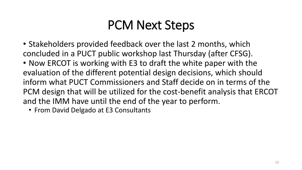 pcm next steps pcm next steps