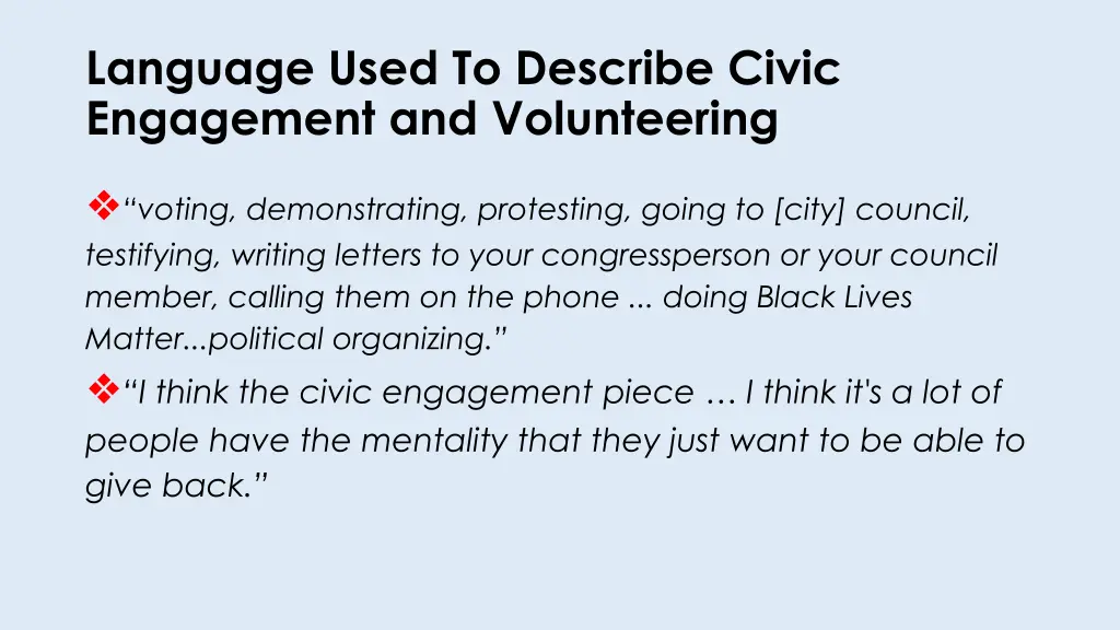 language used to describe civic engagement