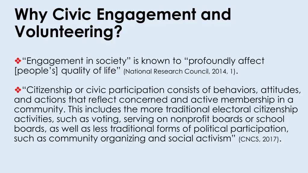 why civic engagement and volunteering