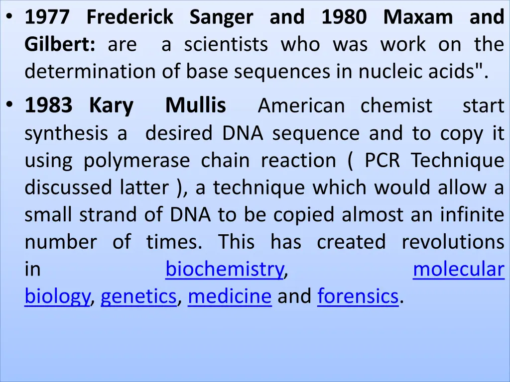 1977 frederick sanger and 1980 maxam and gilbert