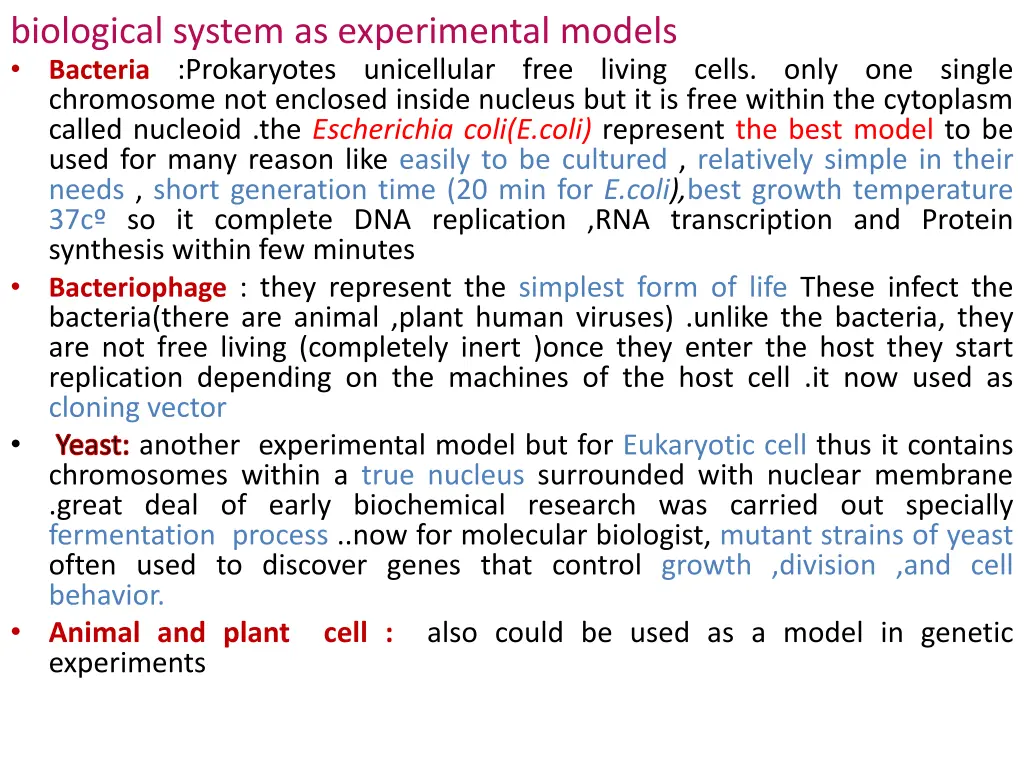 biological system as experimental models bacteria