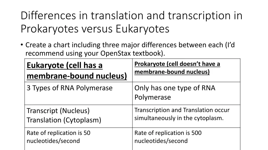 differences in translation and transcription 1