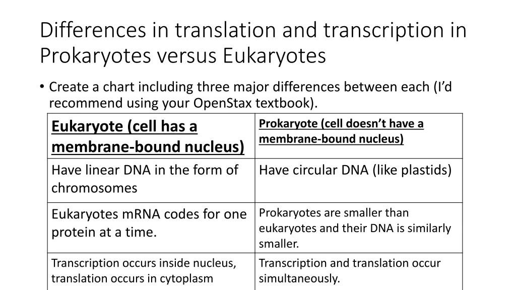 differences in translation and transcription 2