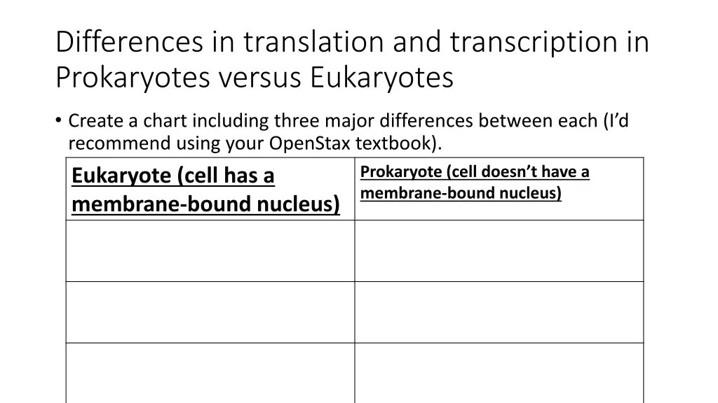 differences in translation and transcription