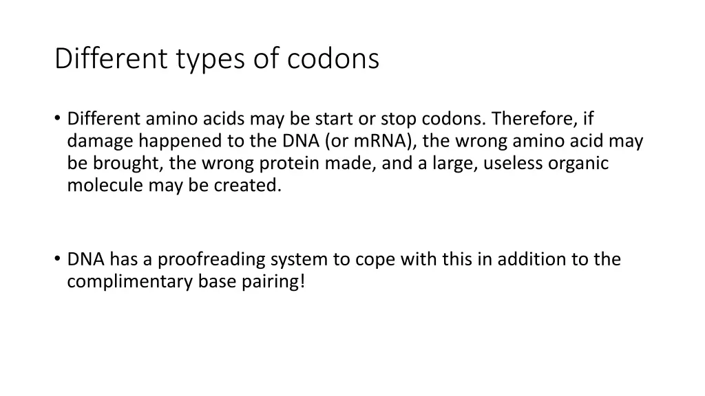 different types of codons