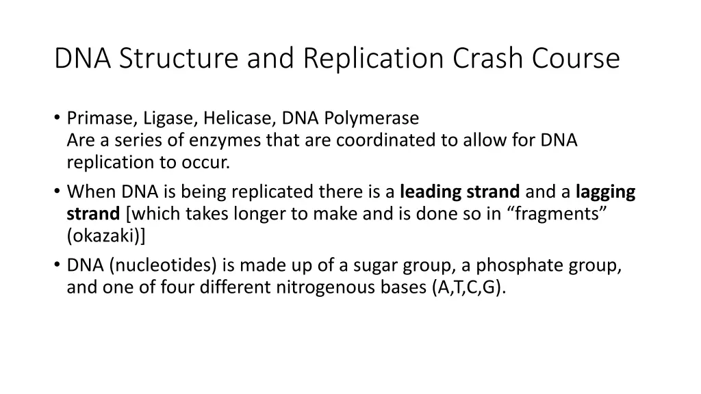 dna structure and replication crash course