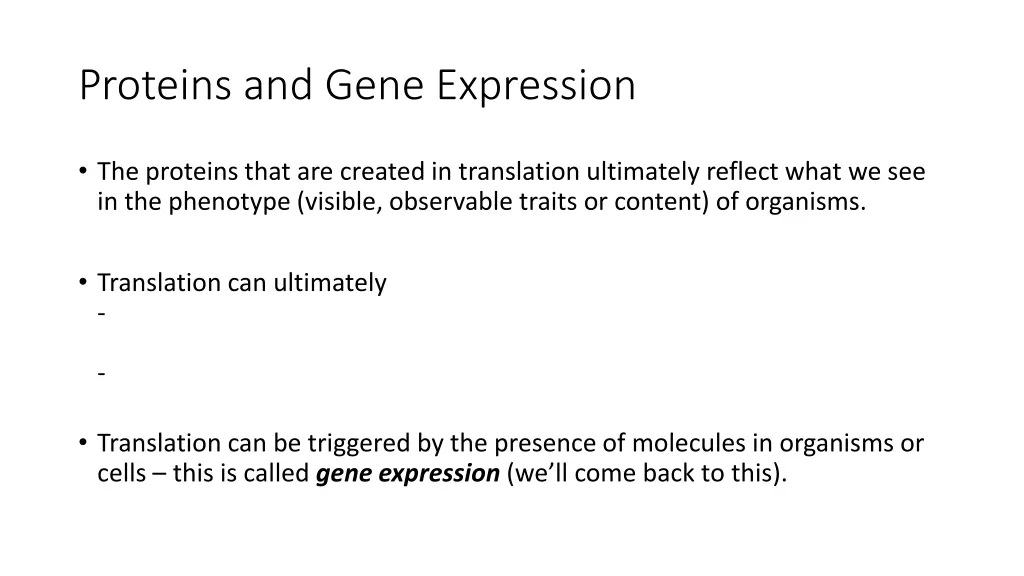 proteins and gene expression