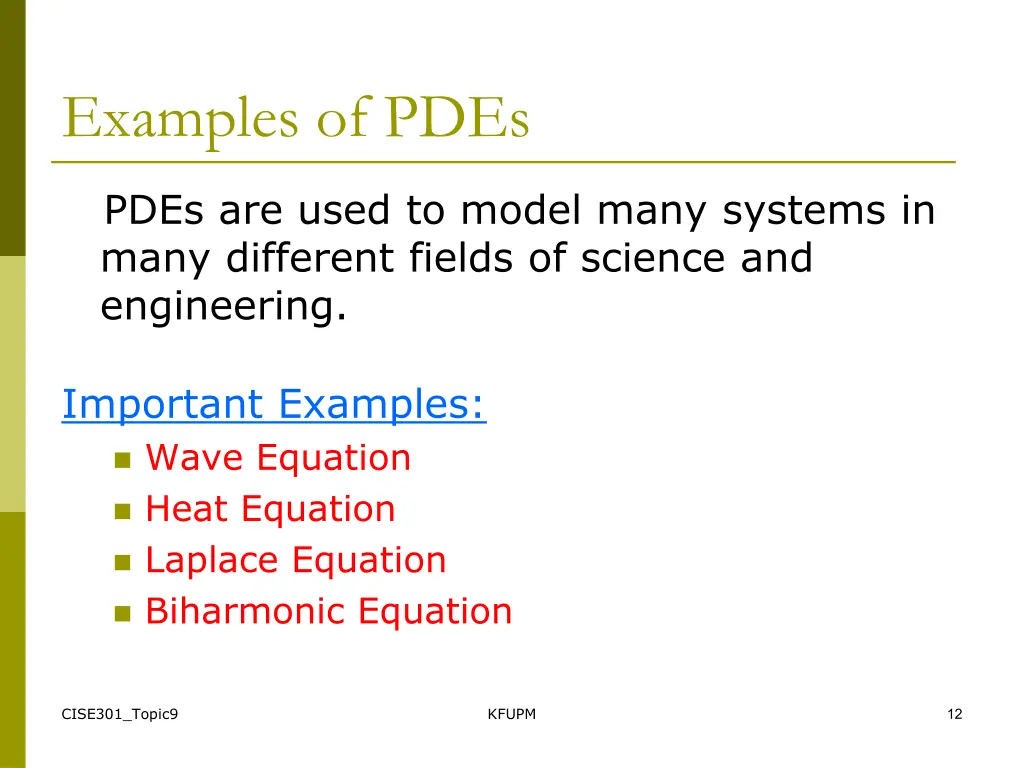 examples of pdes