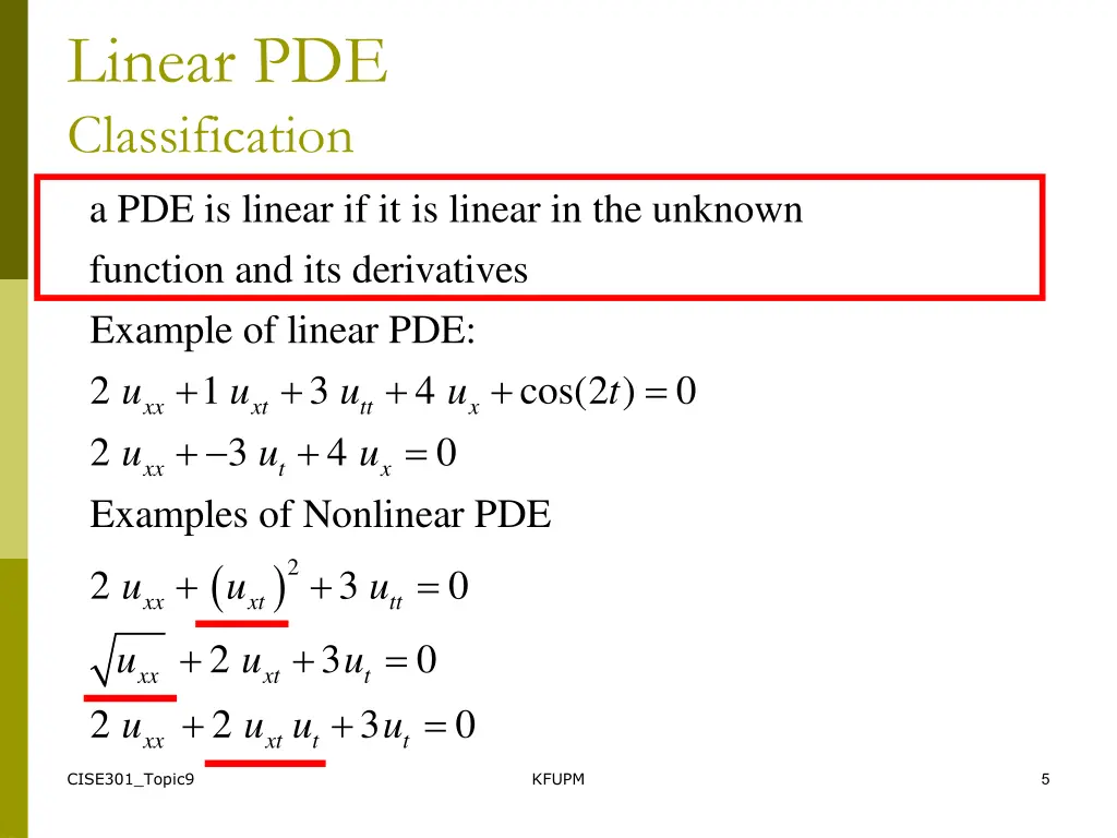 linear pde classification a pde is linear