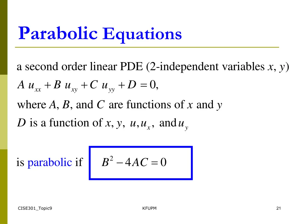 parabolic equations