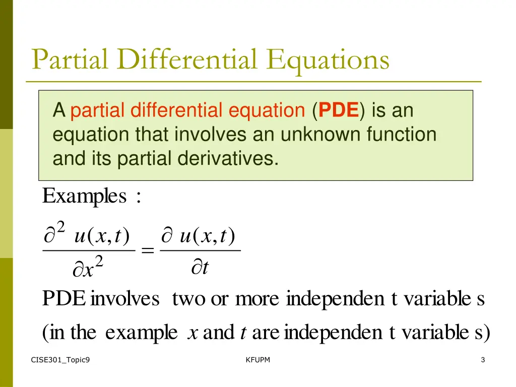 partial differential equations