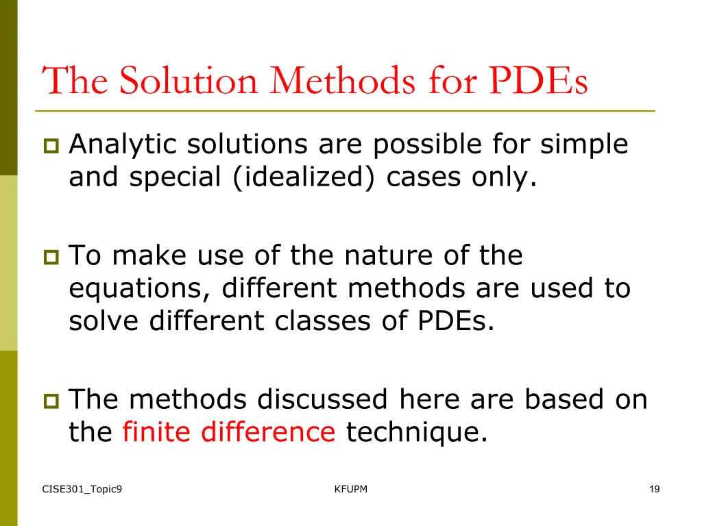 the solution methods for pdes