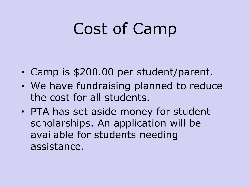 cost of camp