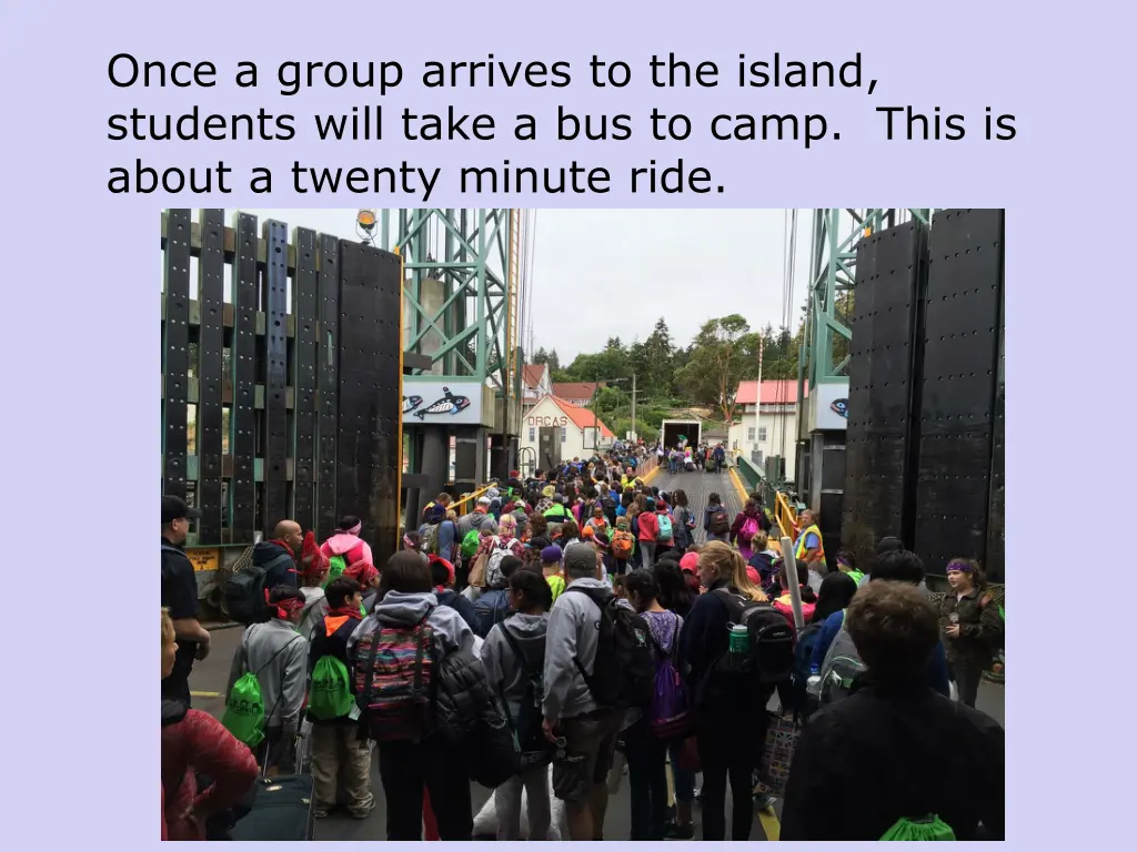 once a group arrives to the island students will