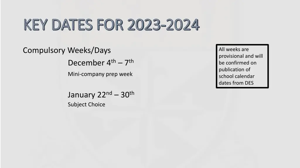 key dates for 2023 key dates for 2023 2024