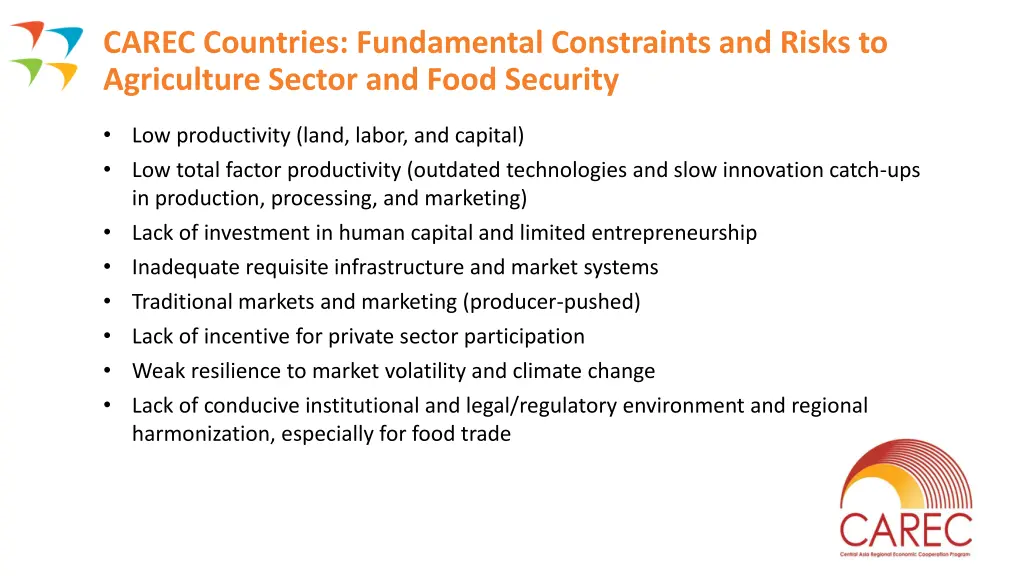 carec countries fundamental constraints and risks