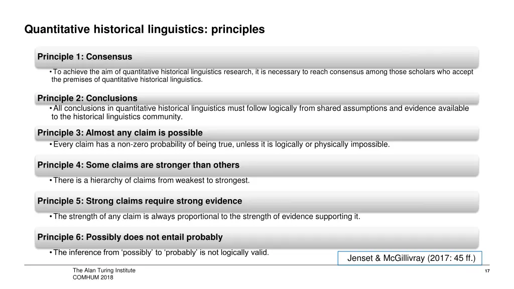 quantitative historical linguistics principles