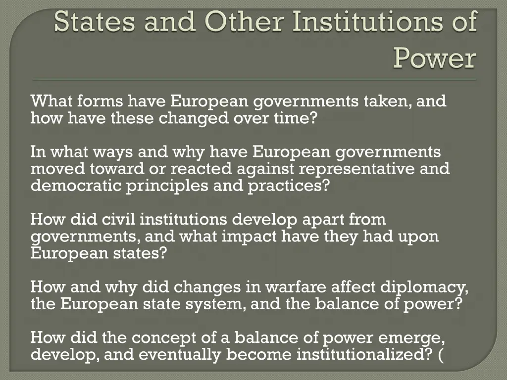 what forms have european governments taken