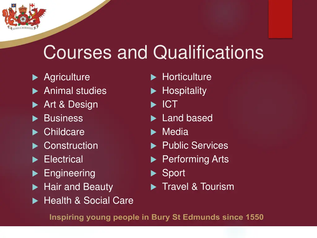 courses and qualifications