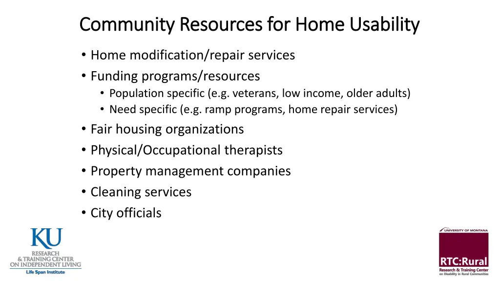 community resources for home usability community