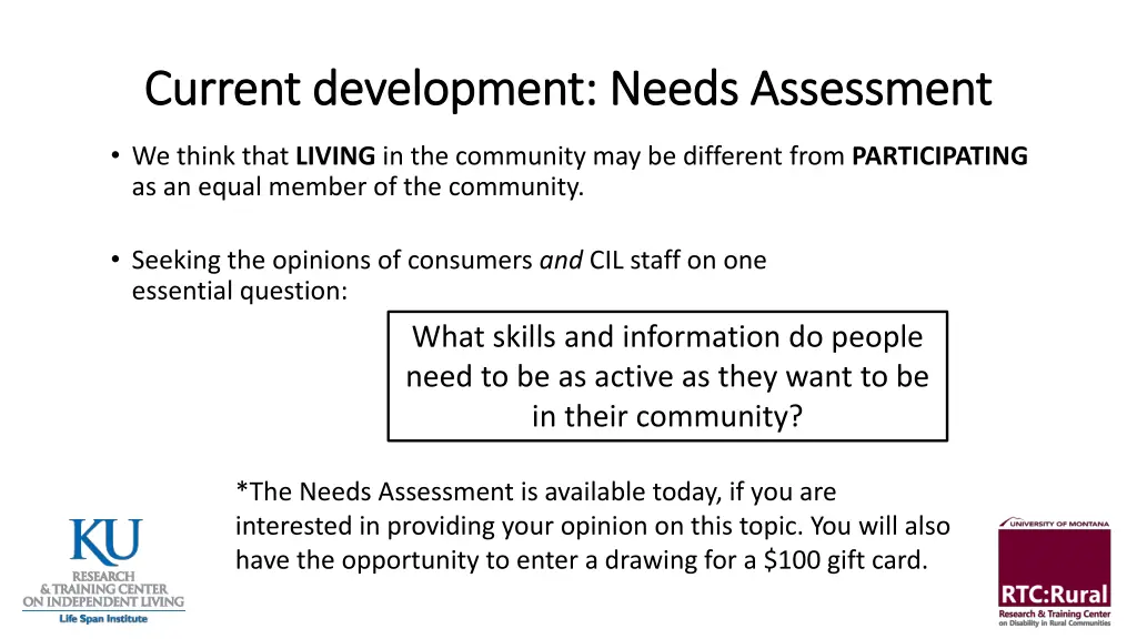 current development needs assessment current