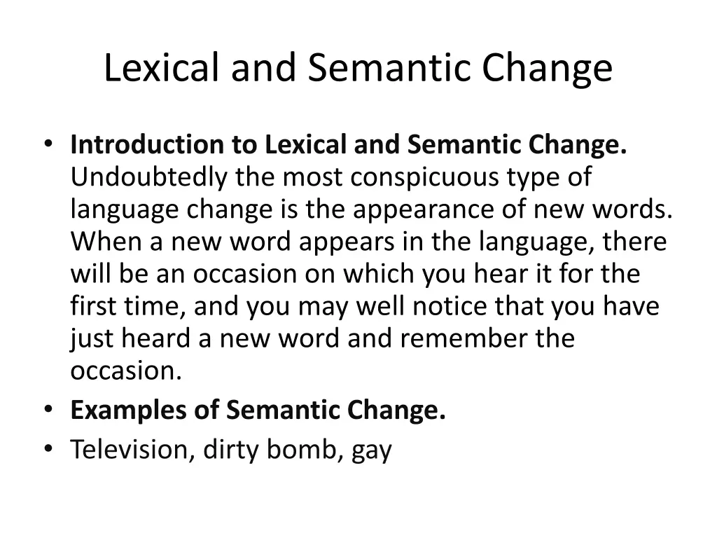 lexical and semantic change