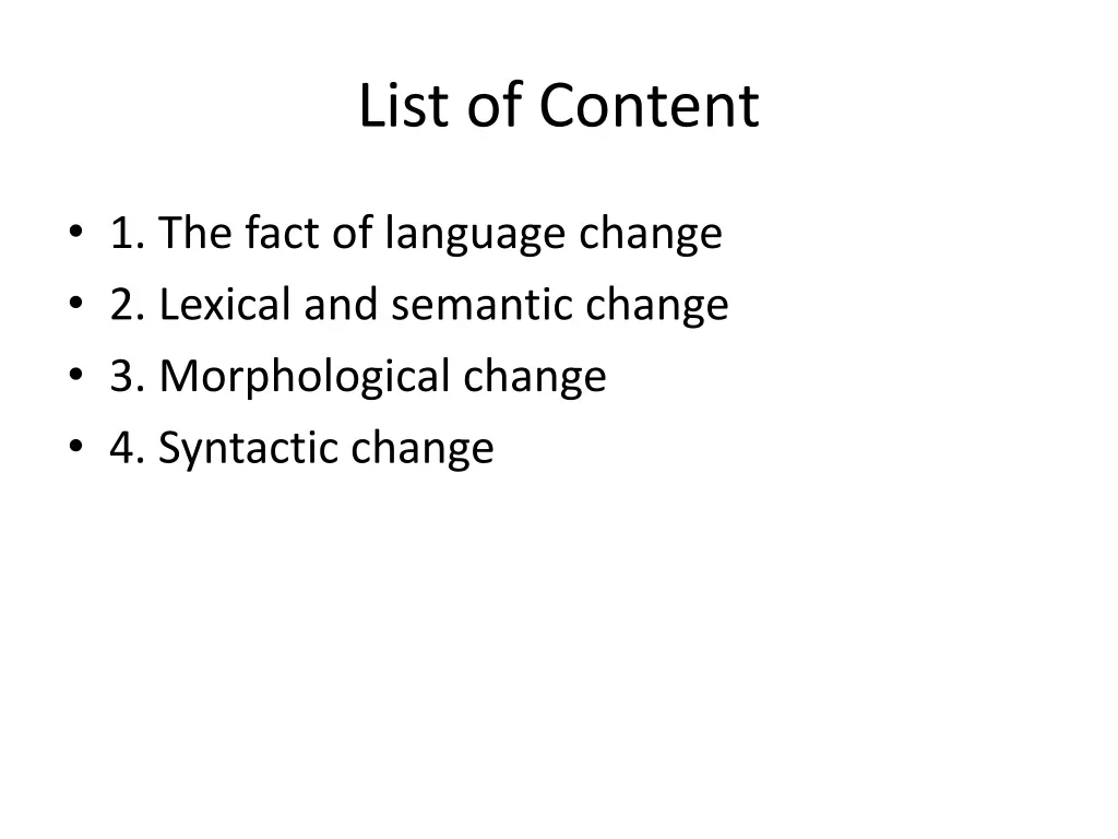 list of content