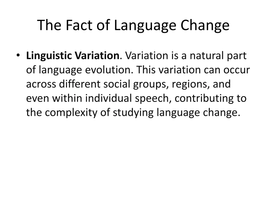 the fact of language change 5