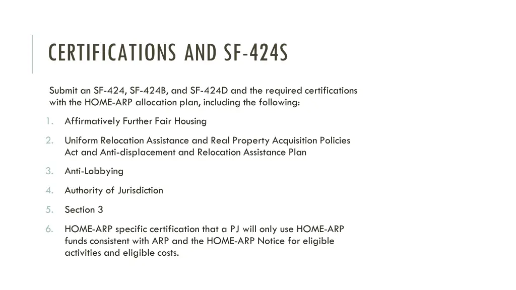 certifications and sf 424s