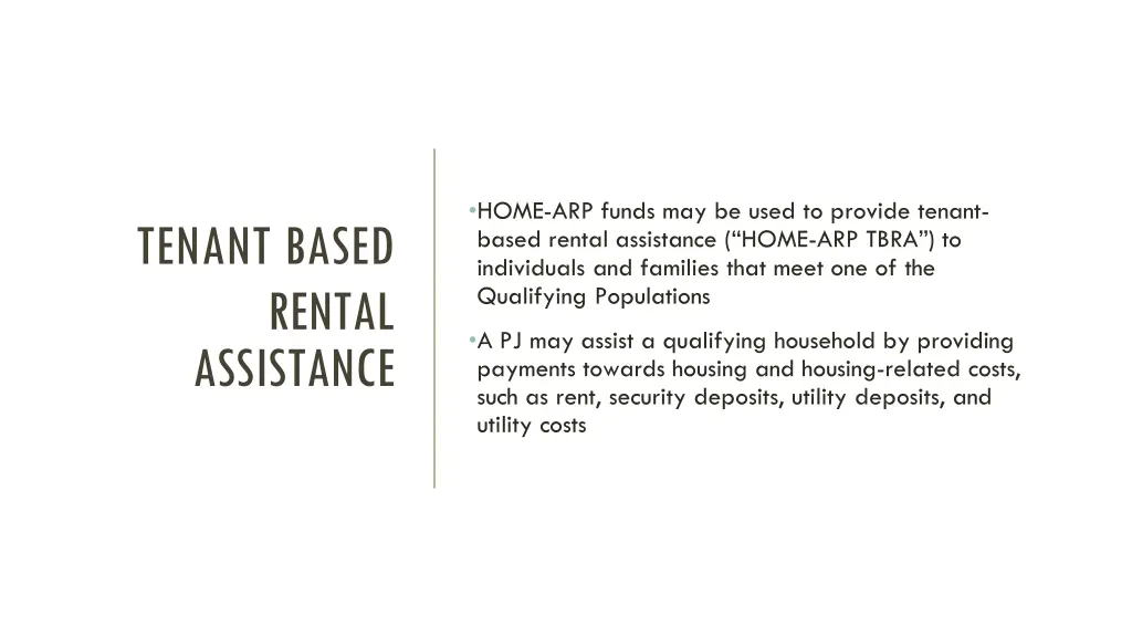 home arp funds may be used to provide tenant