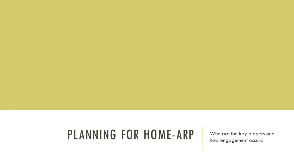 planning for home arp