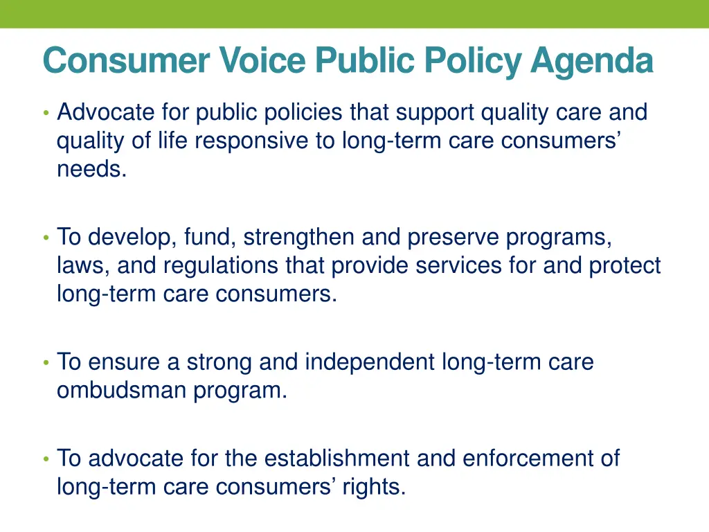 consumer voice public policy agenda