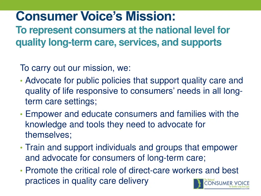 consumer voice s mission to represent consumers