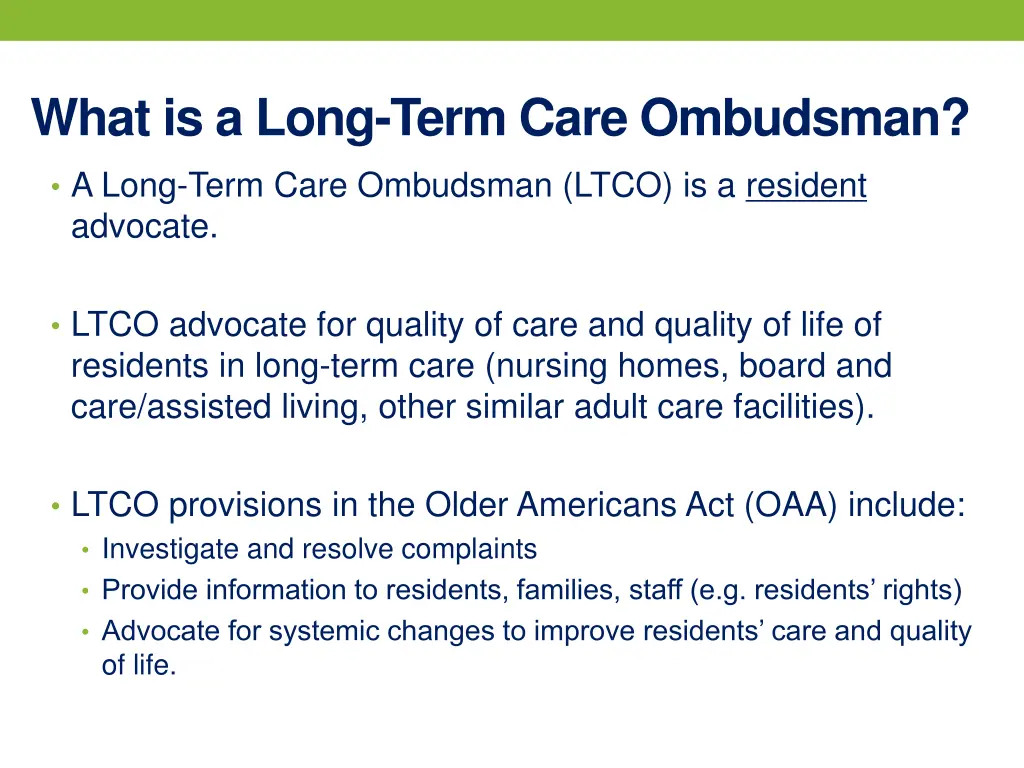 what is a long term care ombudsman