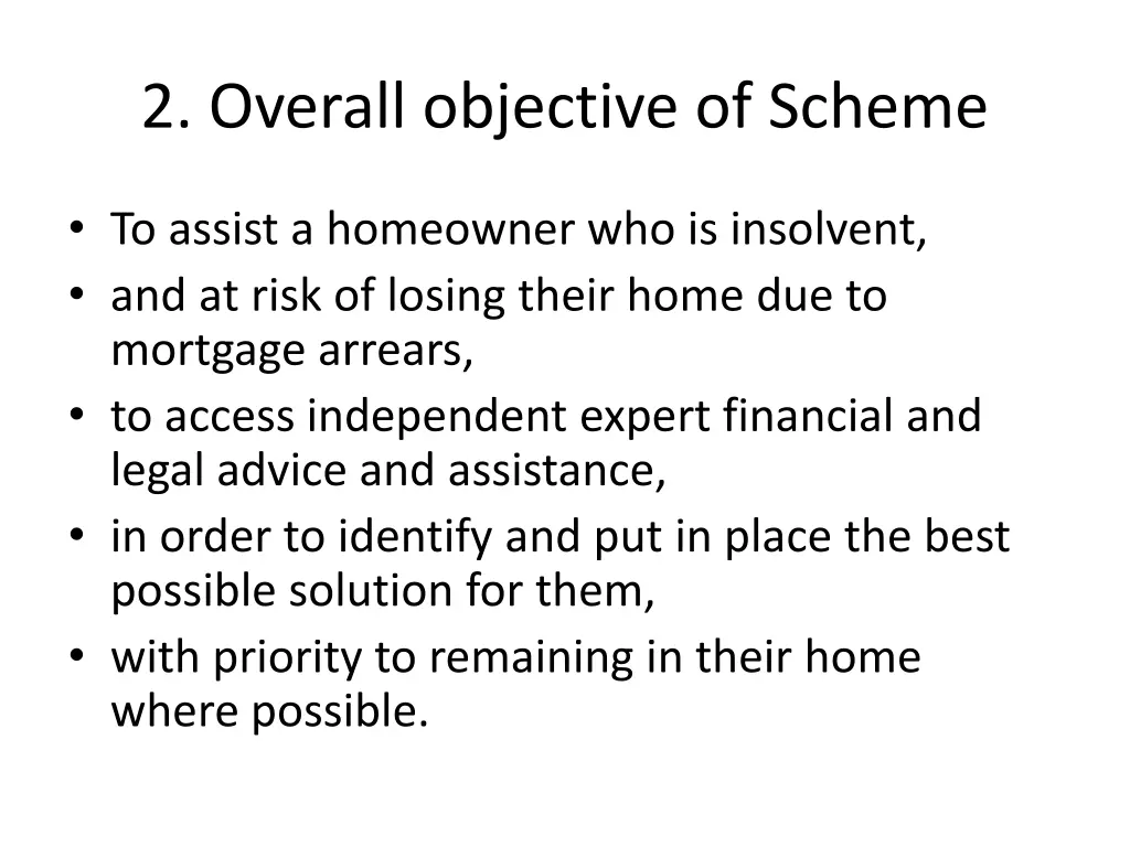 2 overall objective of scheme