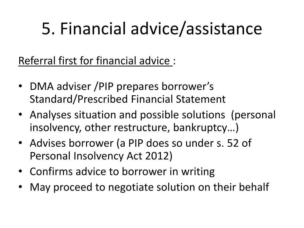 5 financial advice assistance