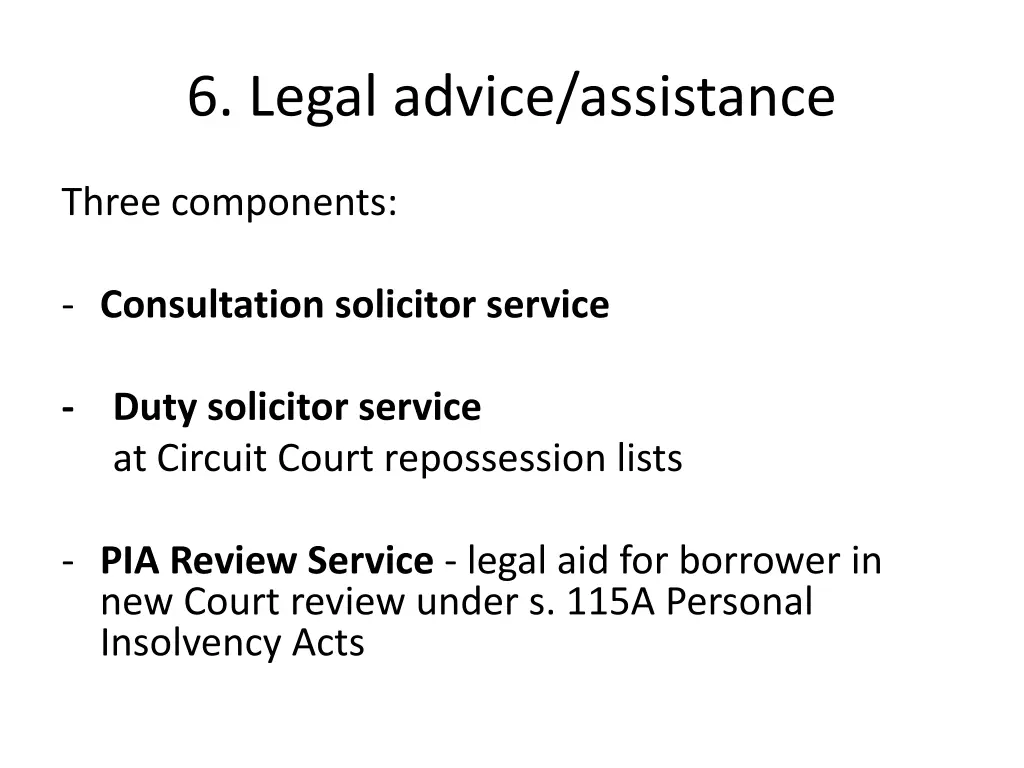 6 legal advice assistance