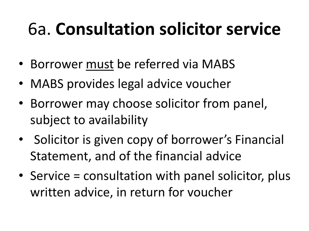 6a consultation solicitor service