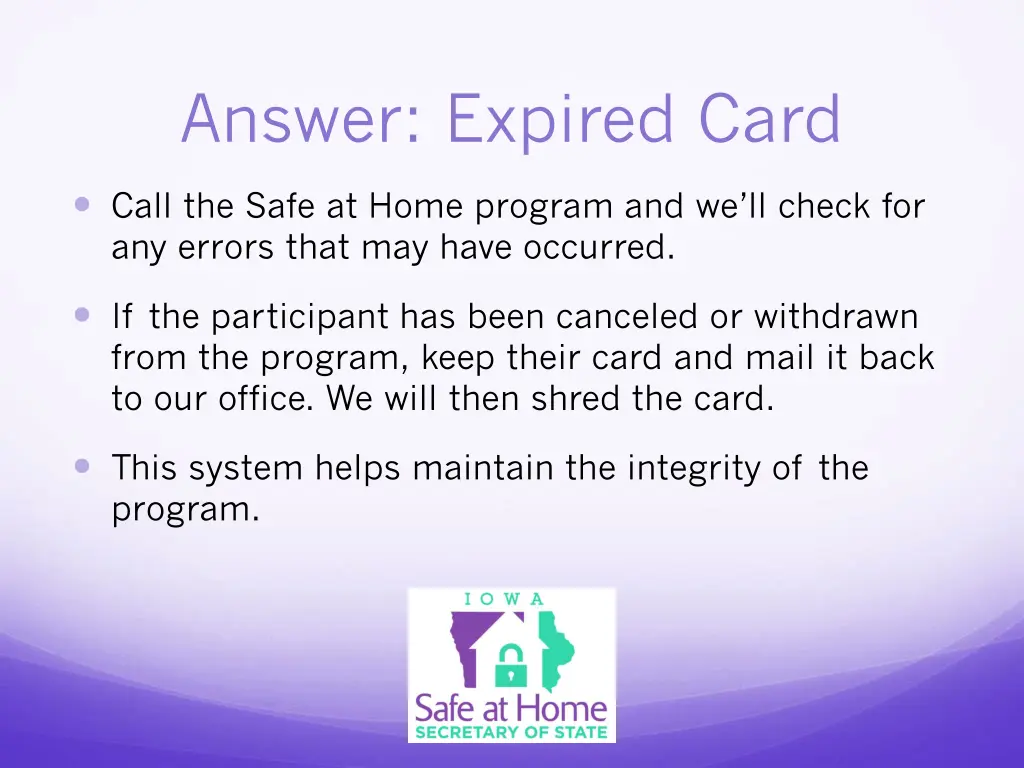 answer expired card