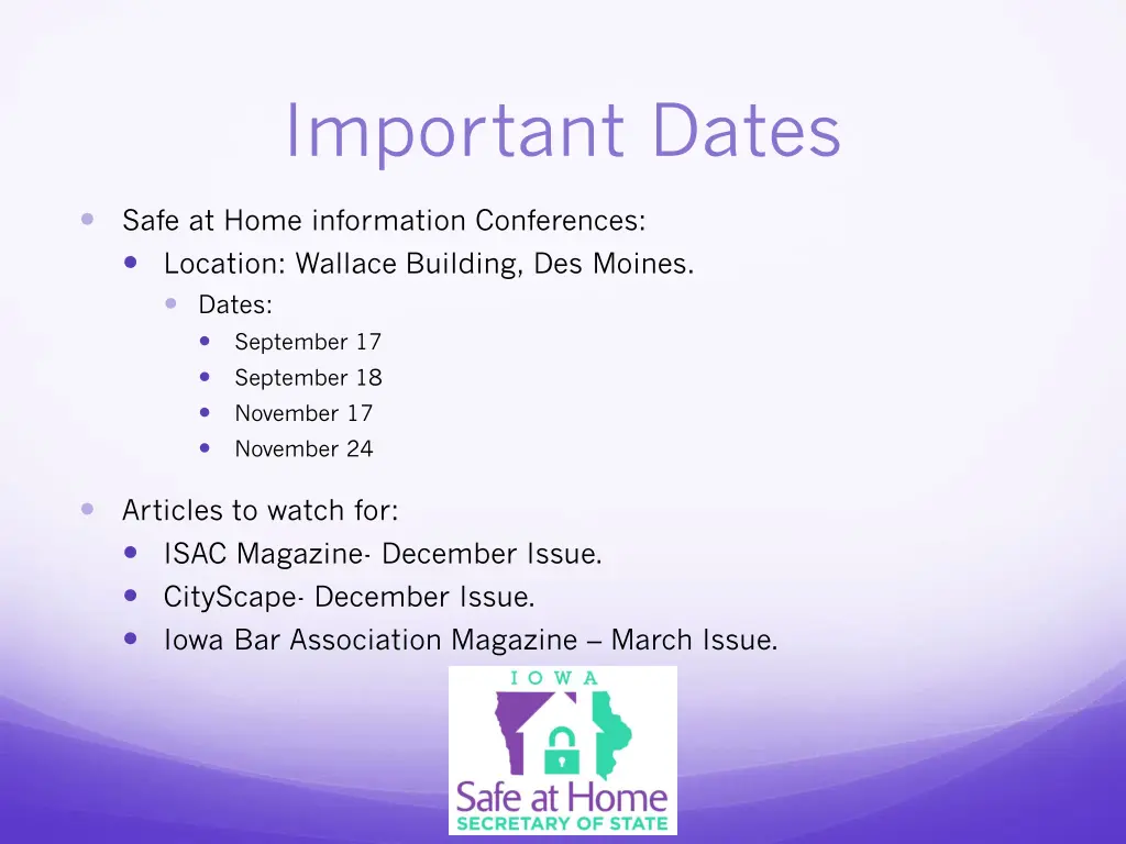 important dates