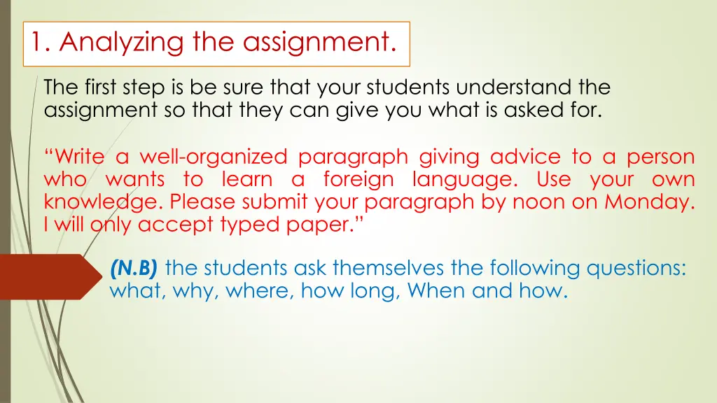 1 analyzing the assignment