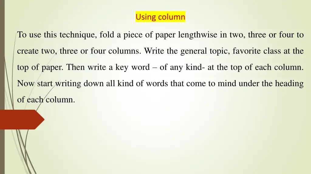 using column