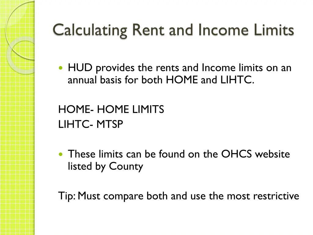 calculating rent and income limits